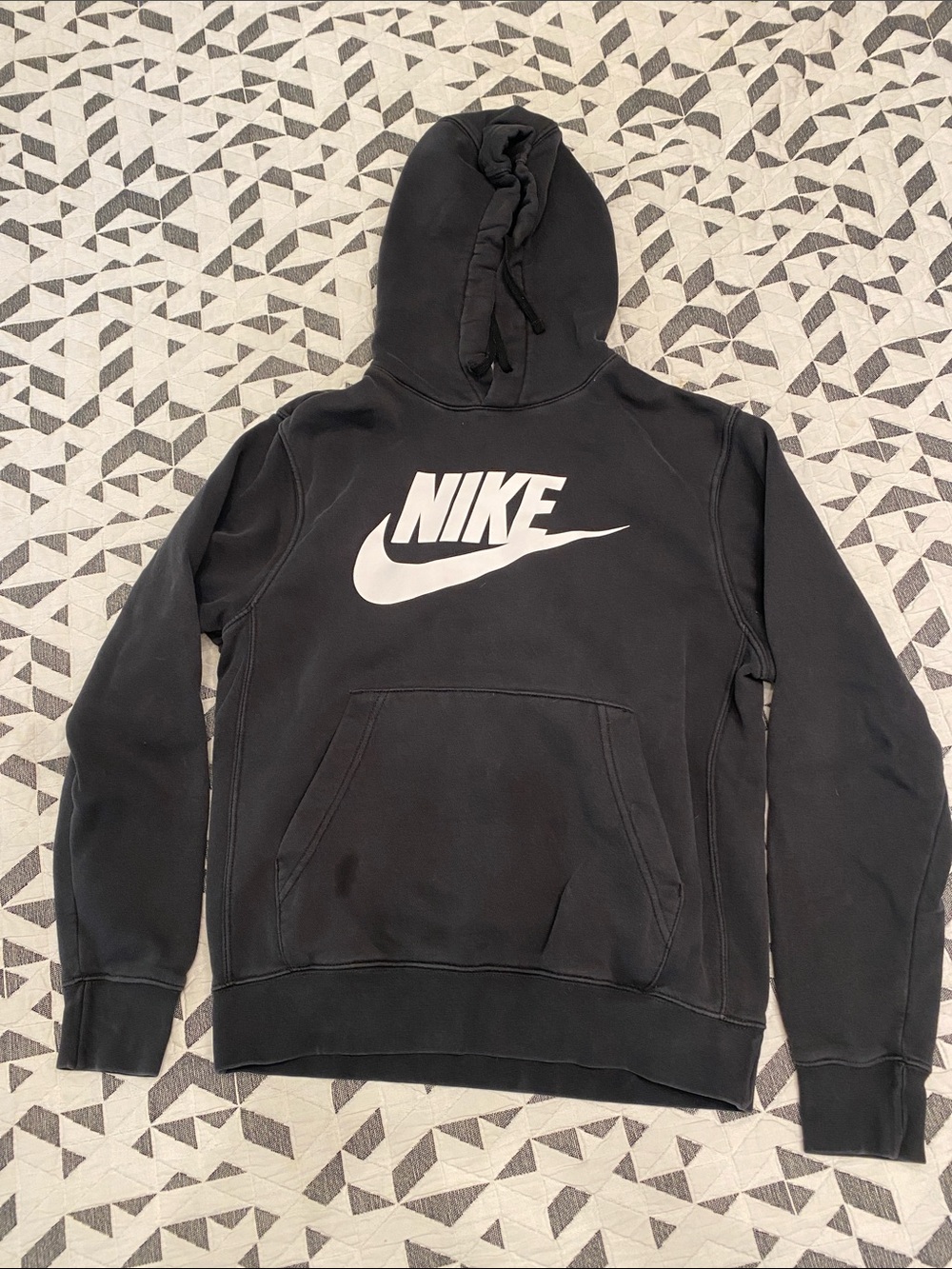 Nike Men’s Black Hoodie with White Swoosh Logo